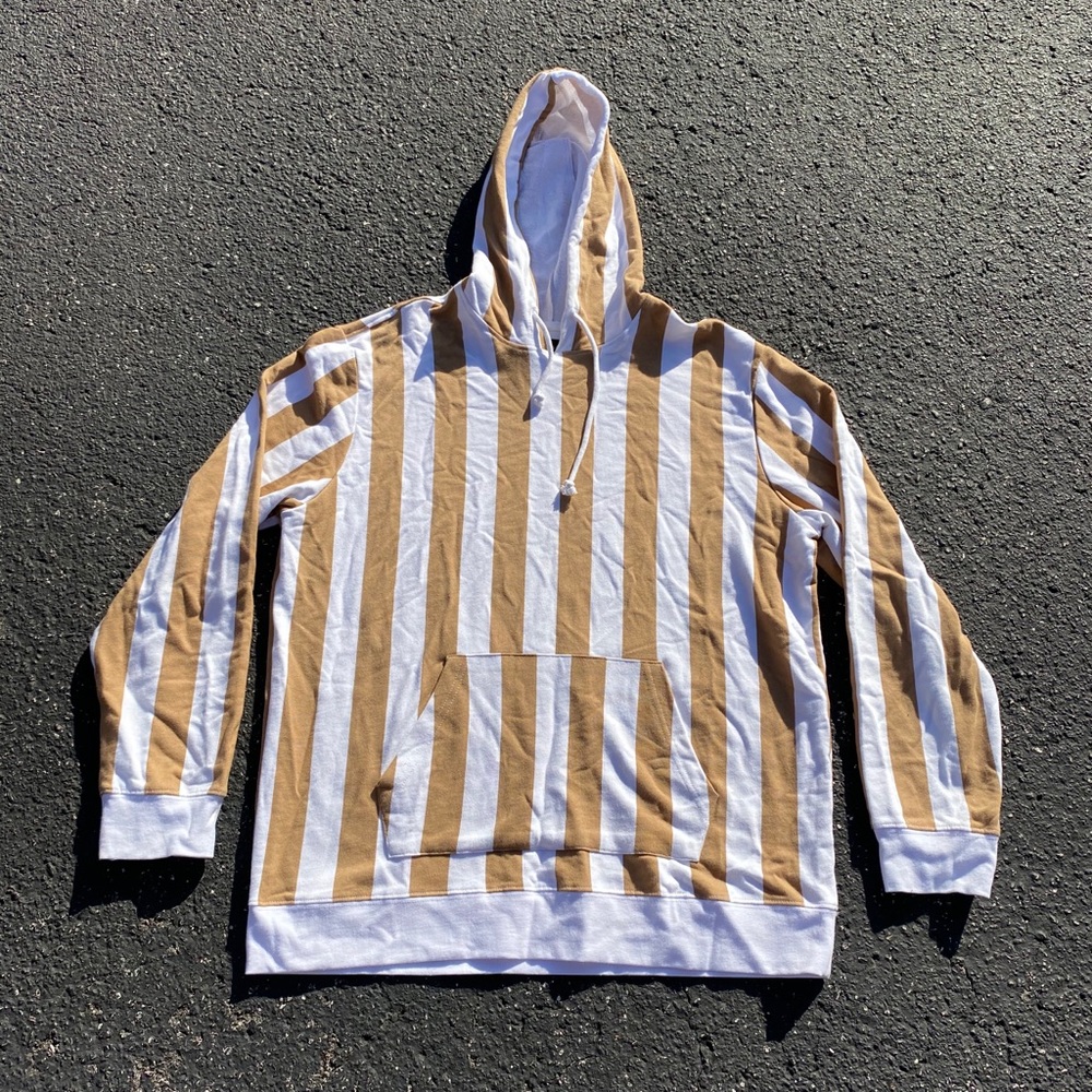 White & Gold Striped Large Pacsun Hoodie 🔥
